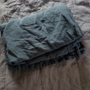 The Company Store Teal Linen Duvet Cover